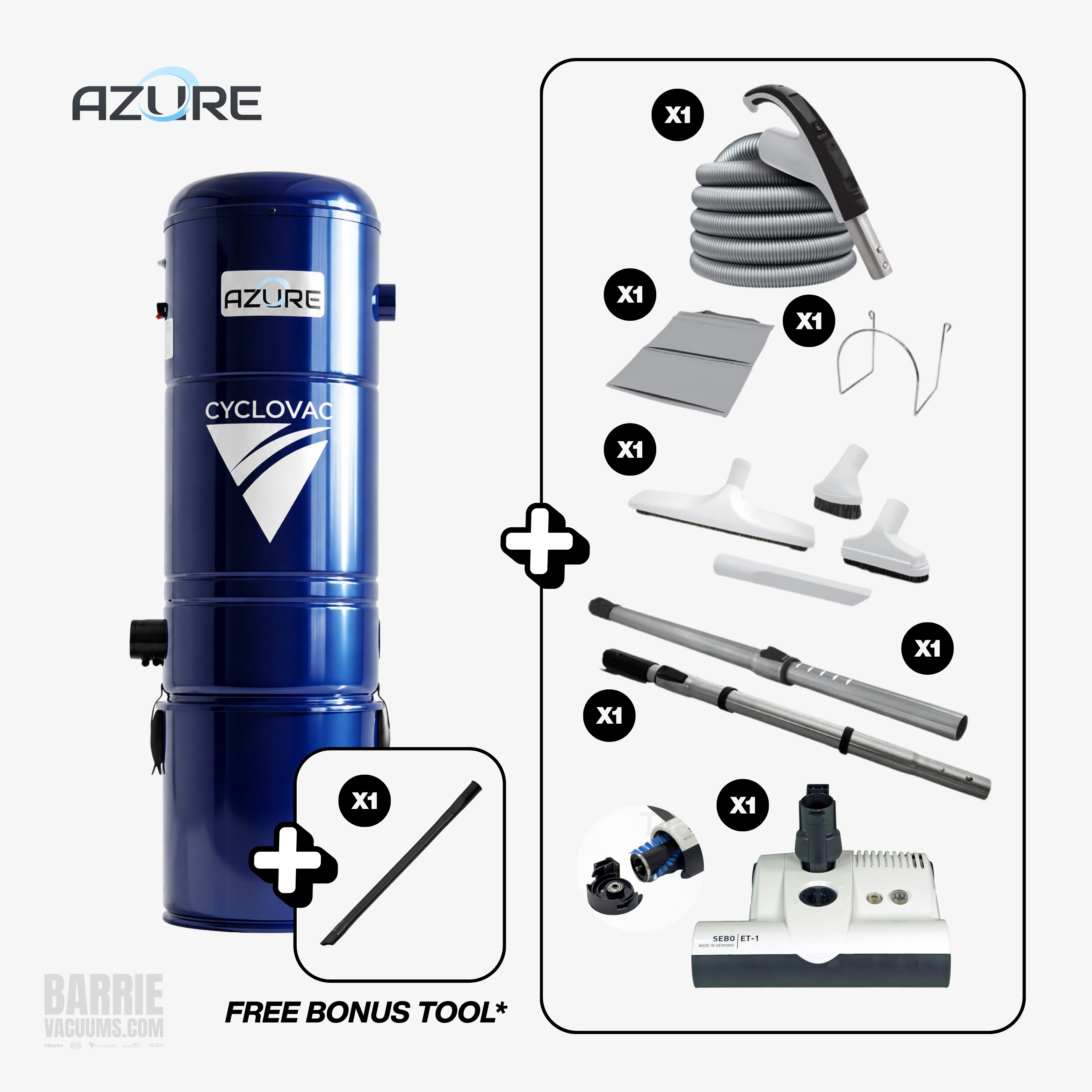 CYCLOVAC AZURE w/ Carpet & Bare Floor Pkg